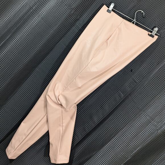 NWOT! EXPRESS! POSH PINK VEGAN LEATHER SKINNY PANTS, SLACKS, TROUSERS! SZ L - Picture 1 of 8